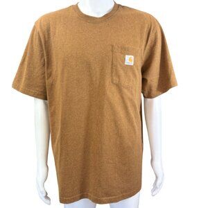 Carhartt Mens Loose Fit Pocket T-Shirt Brown Short Sleeve Size L Durable